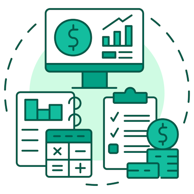Icônes représentant la comptabilité.