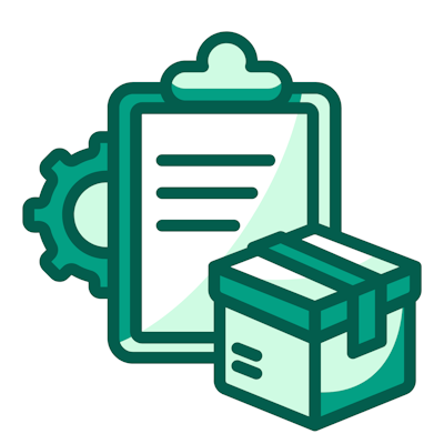 Icônes de fiche et carton représentant les stocks.